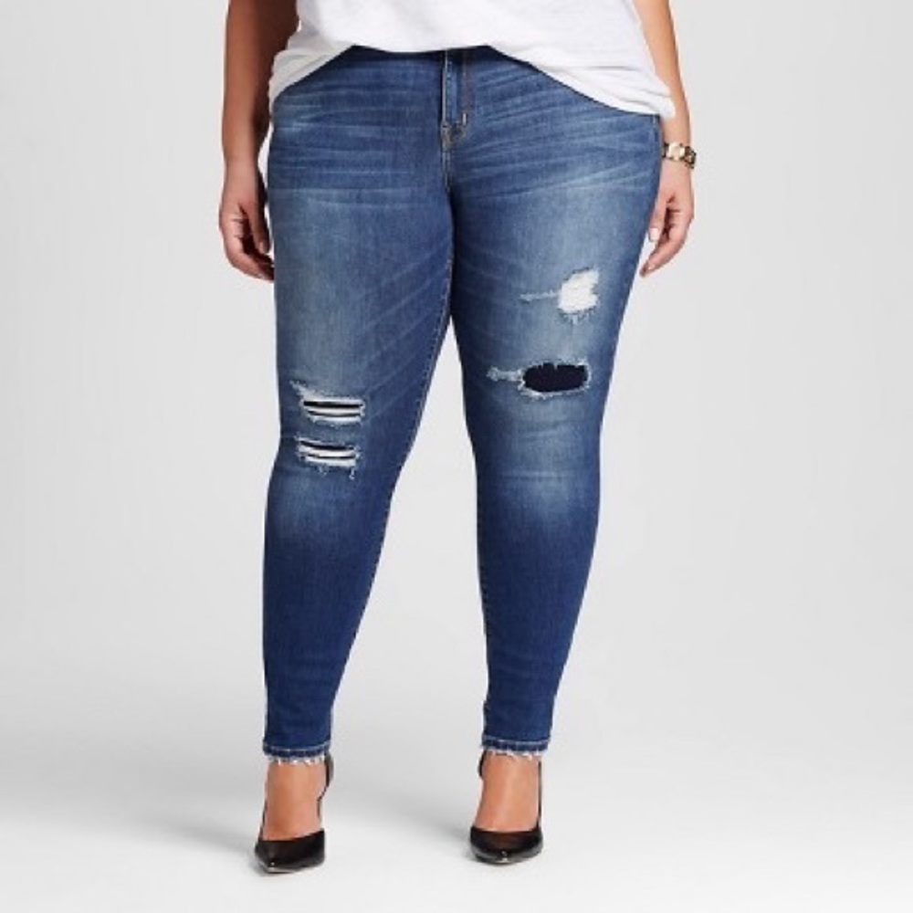 Womens Plus Size Skinny Jeans - Ava & Viv - Medium Vintage 24W